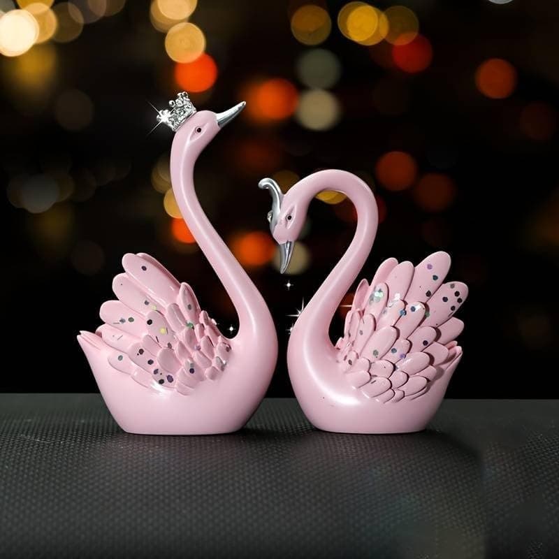 Elegant Lifestyle Swan Couple Figurines Love Birds